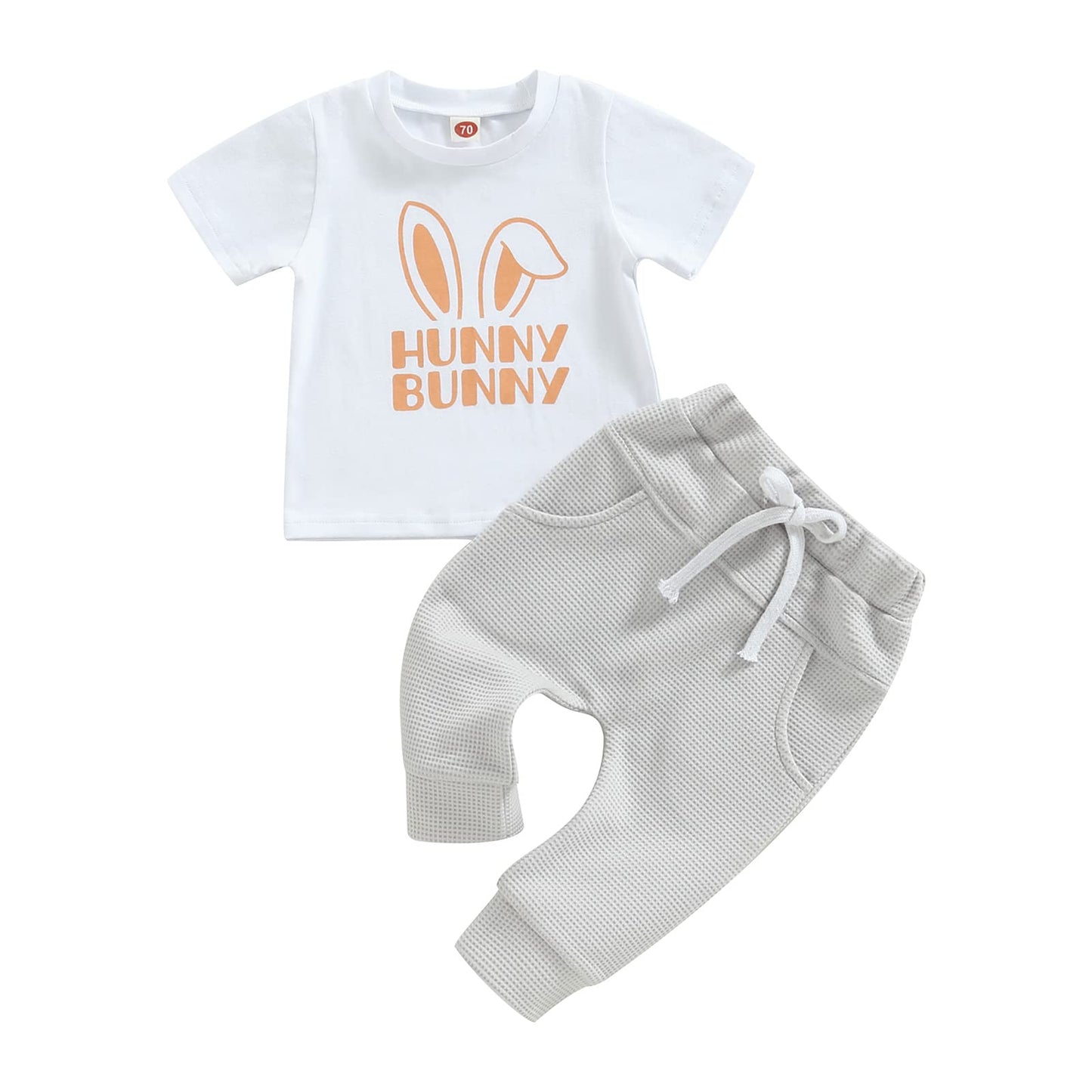Infant Toddler Baby Boy Easter Outfits Short Sleeve Shirts Bunny T-Shirt + Pants 2Pcs Spring Summer Outfits (Bunny White, 2-3 Ye