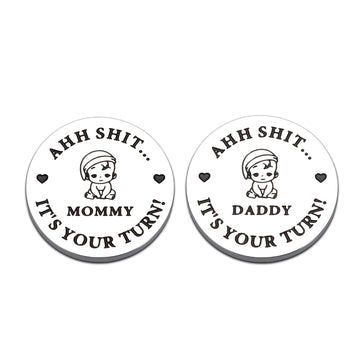 Funny Baby Gift New Dad Mom Decision Coin Gifts For Dad Mom To Be, Pregnancy Gifts For First Time Moms Dads Daddy Mummy, Baby Sh
