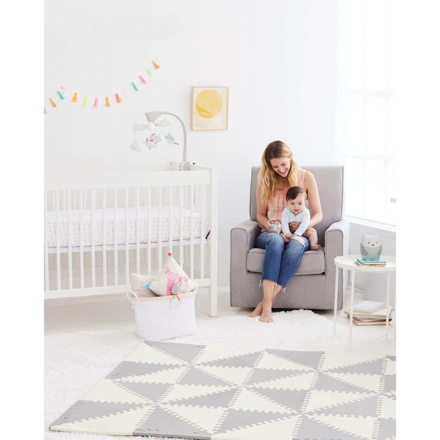Skip Hop Baby Play Mat, Interlocking Foam Floor Tiles, 70' X 56', Playspot, Grey/Cream