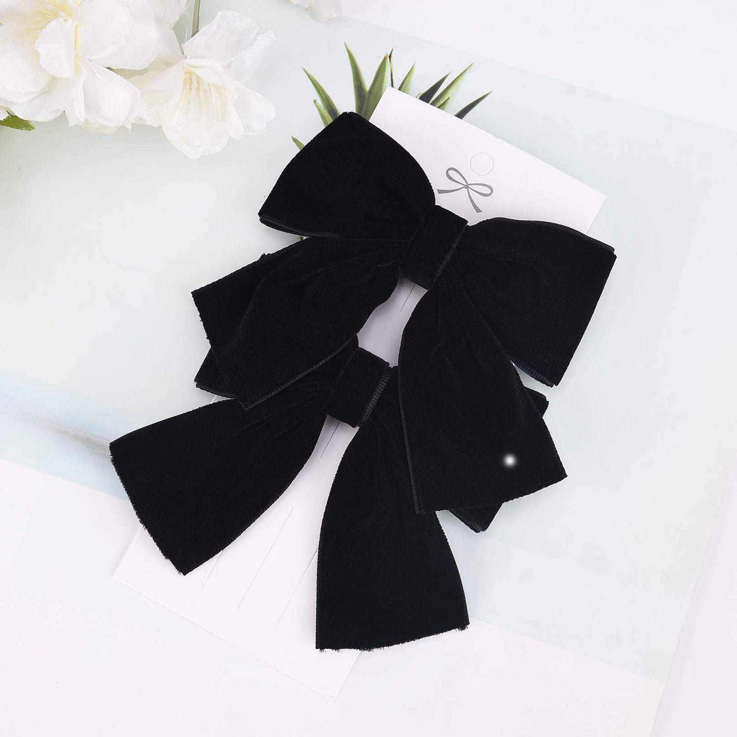 Deeka 2 Pcs 4' Hand-Made Velvet Hair Bows Alligator Clips Hair Accessories For Little Teen Toddler Girls Kids Set Of 2 -Black