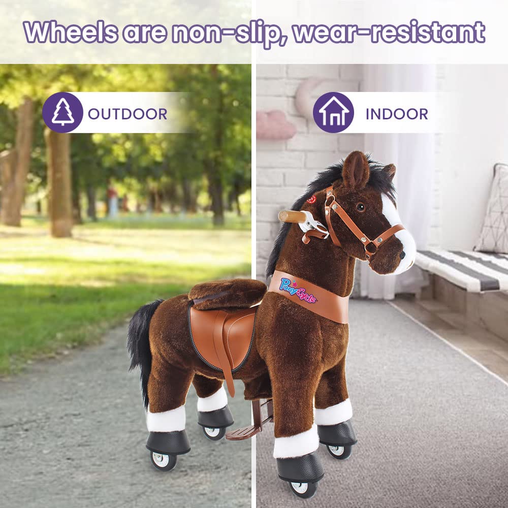PonyCycle Ride on Horse Toy Walking Rocking Horses Classic Model U (with Brake/ 36 Height/Size 4 for Age 4-8 Boy Gifts) Ride Hor