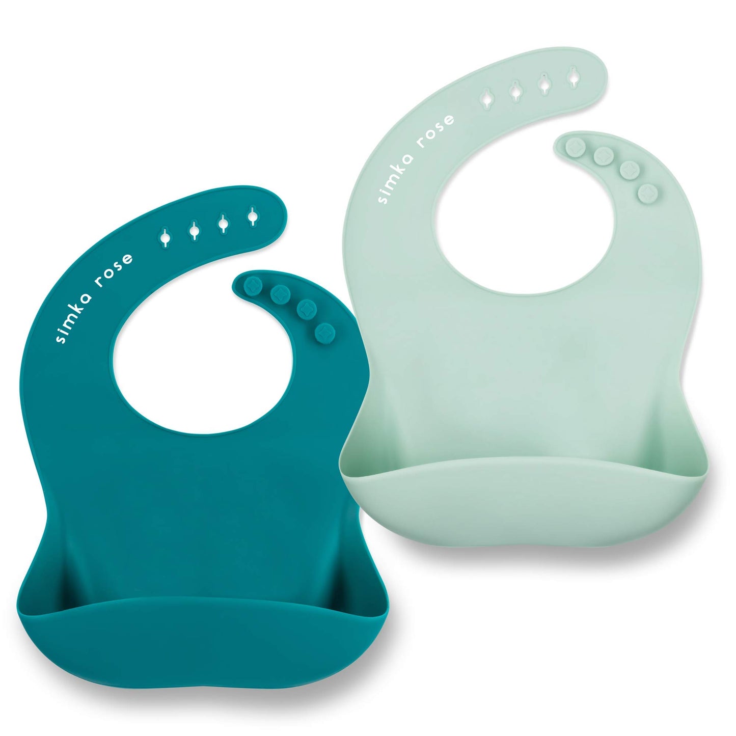 Simka Rose Silicone Bibs For Babies - Toddlers High Chair Dining Table And Restaurants - Silicone Baby Bibs With Food Catcher Ad