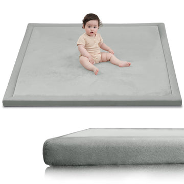 Huloo Sleep Baby Play Mat for Floor,1.3 Thick Elasti-Foam 50x50 Playpen Mat for Toddlers Infant Kids,Water-Repellent Soft Coral 