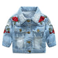Abolai Baby Girls' Rose Embroidery Button Down Jeans Jacket Top Blue 100