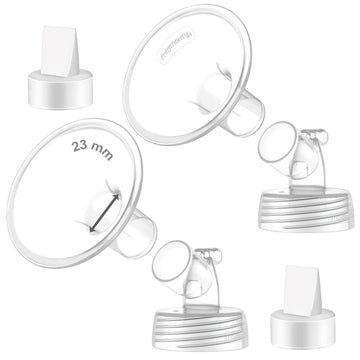 2X 23 Mm Maymom Two-Piece Wide Neck Pump Parts Compatible With Spectra S1,Spectra S2 Pumps And 2 Valves; Incl Wide Mouth Flanges