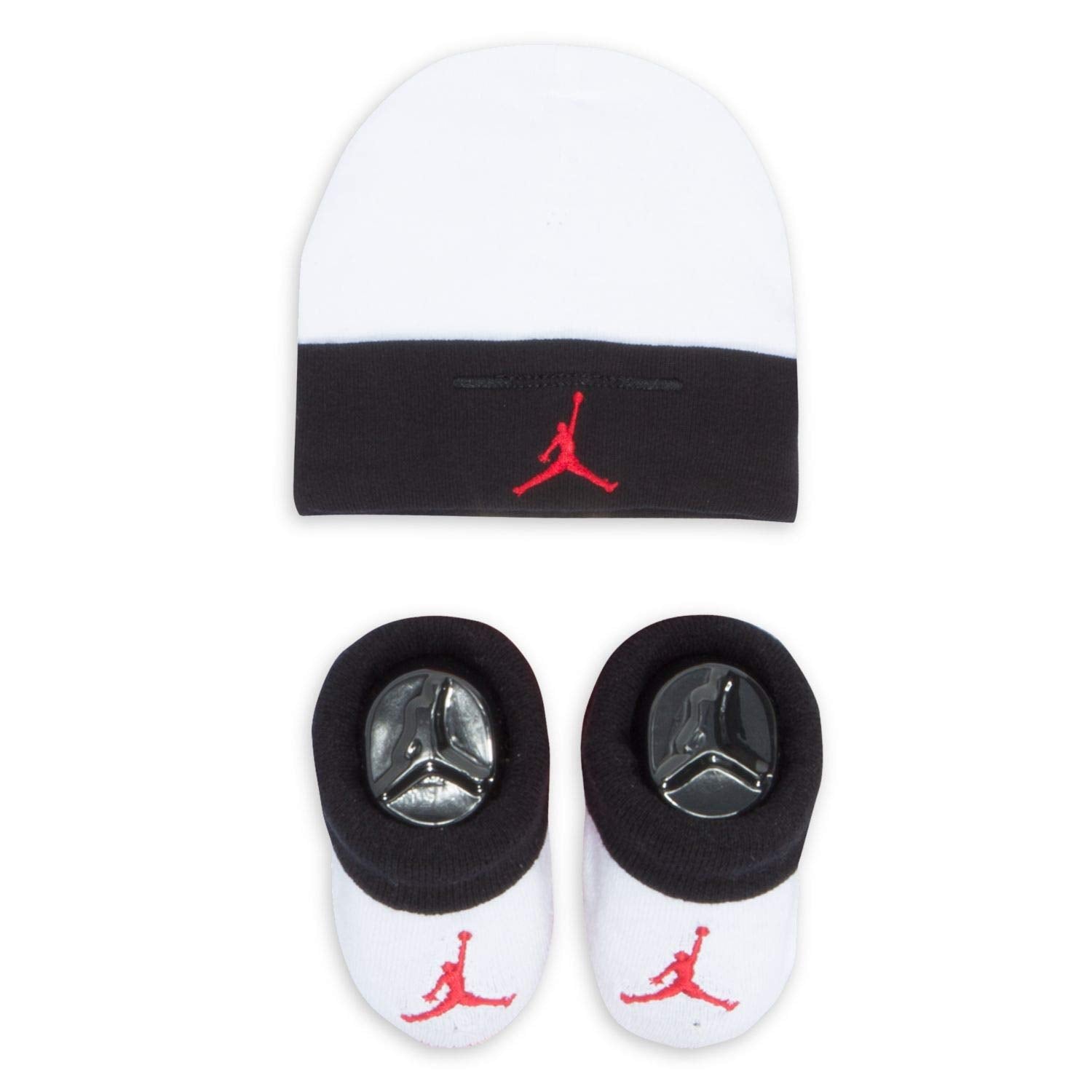 Nike Jordan Infant Baby Hat And Booties Set (Black(Lj0102-001)/White, 0-6 Months)