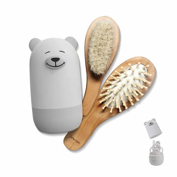 6-in-1 Baby Grooming Set, Natural Wooden Hairbrush and Comb, Nail Clippers,Nail Scissors, Nail File and Tweezers for Kids and Newborns in Nice Gift Box