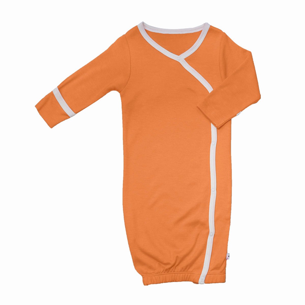 Babysoy Eco Essential Kimono Bundler - Long Sleeve Baby Sleeper Gown (0-3 Months, Tangerine)