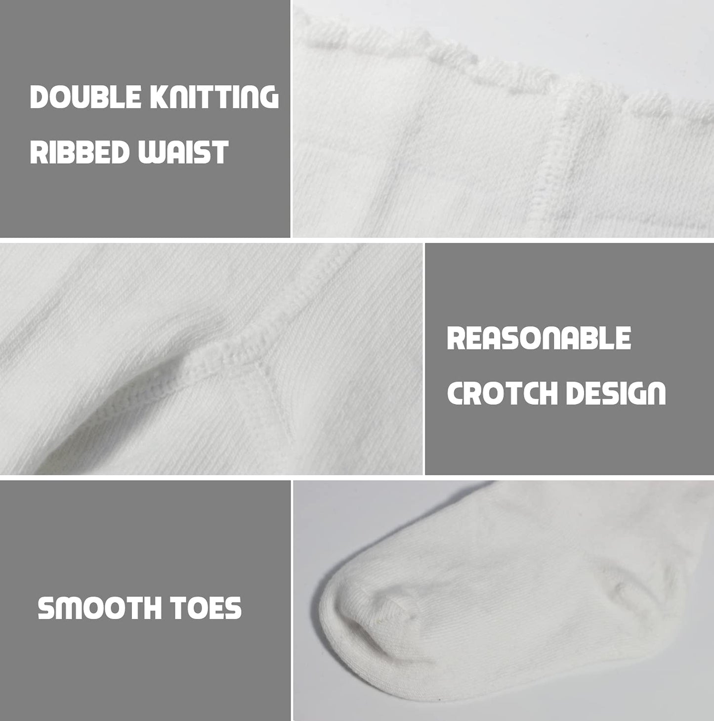 Bear Mum Baby Girls' Seamless Organic Cotton Tights White 0-6Month