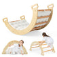 Costzon Climbing Toys For Toddlers, 2-In-1 Montessori Wooden Arch Climber Ladder Structure With Cozy Cushion, Children Indoor Ou