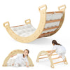 Costzon Climbing Toys For Toddlers, 2-In-1 Montessori Wooden Arch Climber Ladder Structure With Cozy Cushion, Children Indoor Ou
