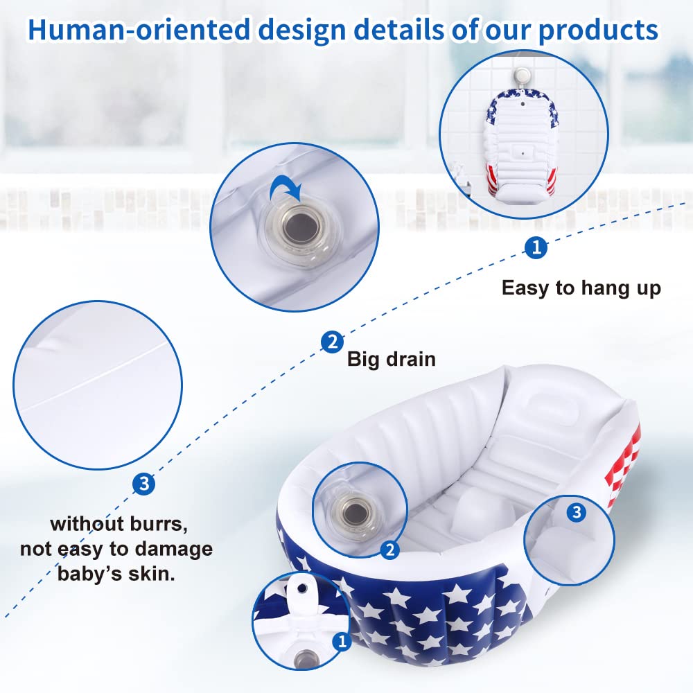 Relaxing Baby | Inflatable Baby Bathtub,Newborn Bathtub Seat For Infant,Non-Slip Baby Pool For Sitting Up,Foldable Toddler Tub S