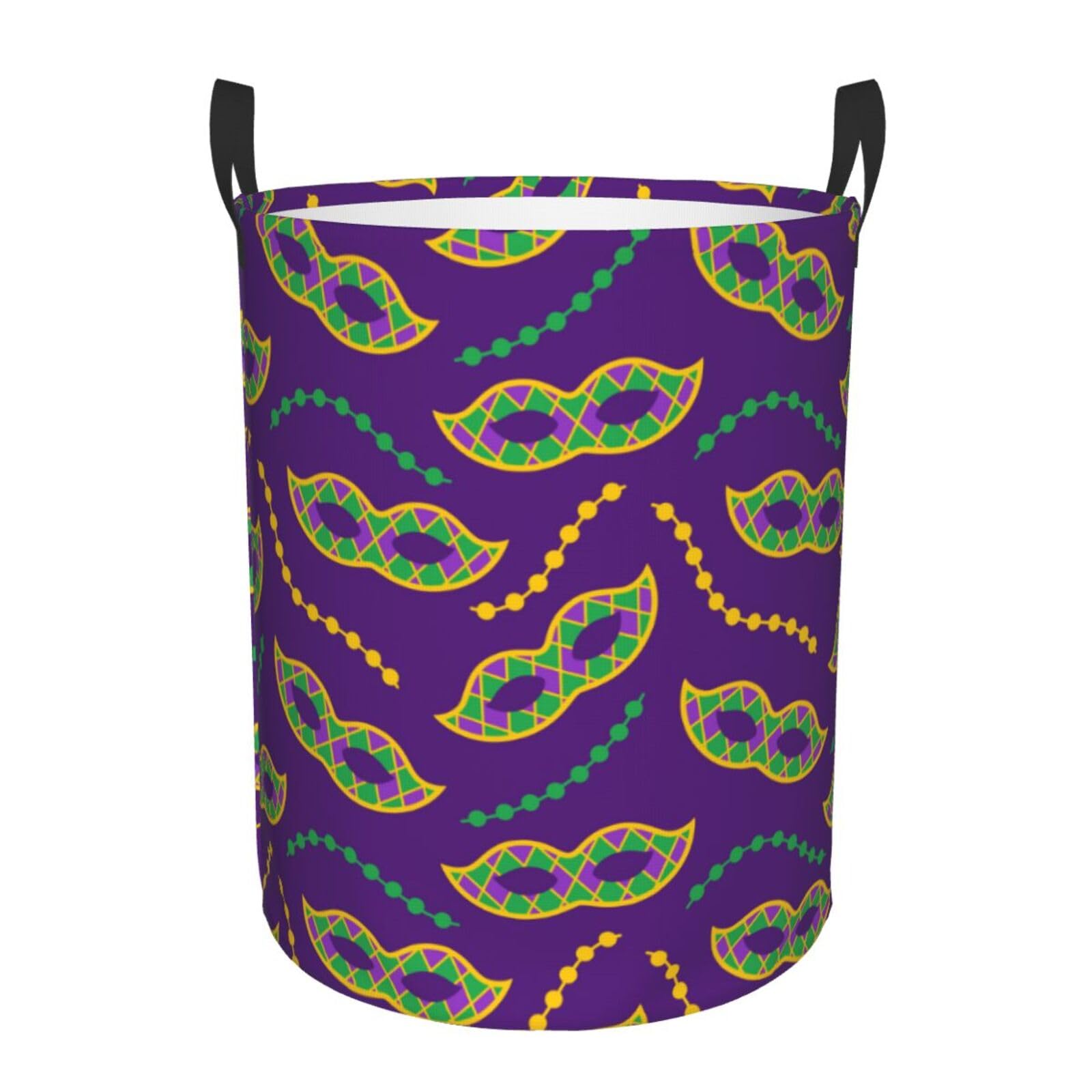 Pevtufa Carnival Masks And Beads Foldable Laundry Basket Organizer,Fabric Clothes Toy Storage Basket Nursery Hamper Storage Bin 