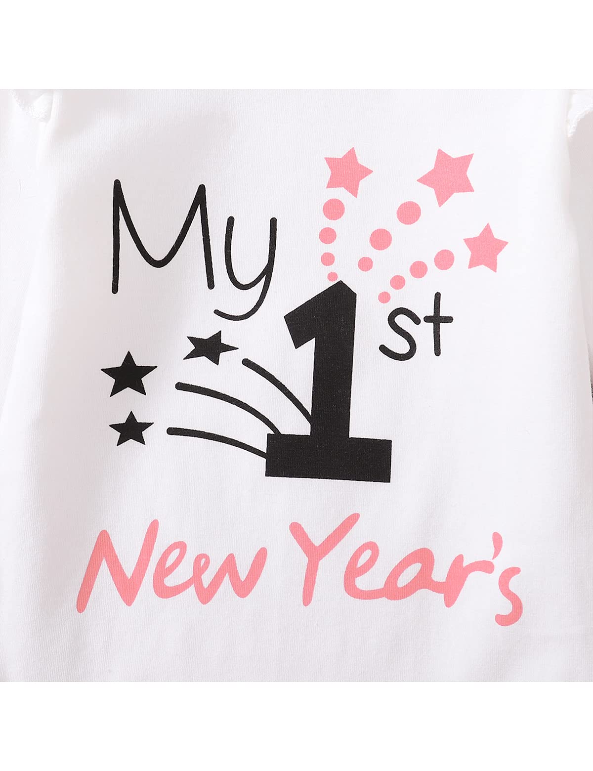Aslaylme Baby Girl New Year Outfit Newborn 1St New Year Clothes First New Year Bodysuit (White-Long,3-6 Months)