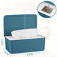 Whiidoom Diaper Wipes Dispenser Wipes Holder, Wipes Tissue Case Keeps Wipes Fresh Tissue Wipes Container With Lid (Blue)