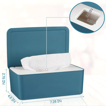 Whiidoom Diaper Wipes Dispenser Wipes Holder, Wipes Tissue Case Keeps Wipes Fresh Tissue Wipes Container With Lid (Blue)