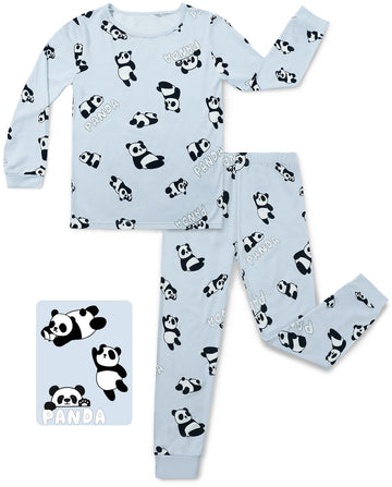 Babee Reshinee Bamboo Viscose Toddler Animal Pajamas Boys Girls Kids Baby 2Pcs Long-Sleeve Pyjamas Set 4-5T Snug Fit Sleepwear P