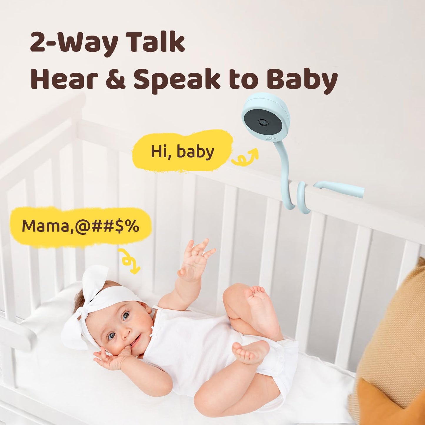 Netvue Peekababy Baby Camera Monitor, Wireless Baby Monitor With Camera & Audio, 4-In-1 Crib Mount, Smart App, Sleep Analysis &