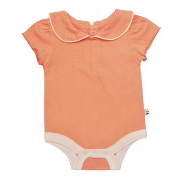 Babysoy Short Puff Sleeve Bodysuit/Romper (Cantaloupe, 0-3 Months)