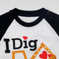 Toddler Boy Loved Heart Shirt Kids Valentine Day Outfits Excavator I Dig Heart Graphic Long Sleeve Tee Tops 2T