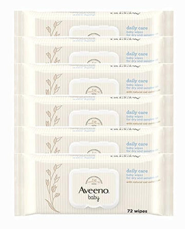 Aveeno Baby Daily Care Wipes - Cleanse Gently And Efficiently - Baby Wipes - Baby Essentials - 72 Wipes, Lid On Each Pack, Pack