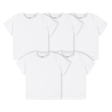 Gerber Baby Toddler 5-Pack Solid Short Sleeve T-Shirts Jersey 160 Gsm, White, 18 Months