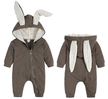 Agqt Baby Boys Bunny Costume 1St Easter Outfit Halloween Animal Costume One Piece Romper Rabbit Ear Bodysuits Hoodie Brown Size