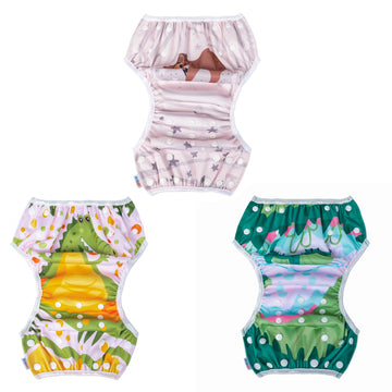 Alvababy 3 Pack Swim Diapers, Baby/Toddler/Infant Snap Adjustable Reusable Swim Diaper Baby Gift For Boy And Girl Small 3Swy41