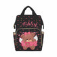 Artsadd Personalized Nappy Bag With Name, Large Capacity Baby Diaper Bags, Custom Pink Crown Daypack Casual Shoulder Bag Diaper
