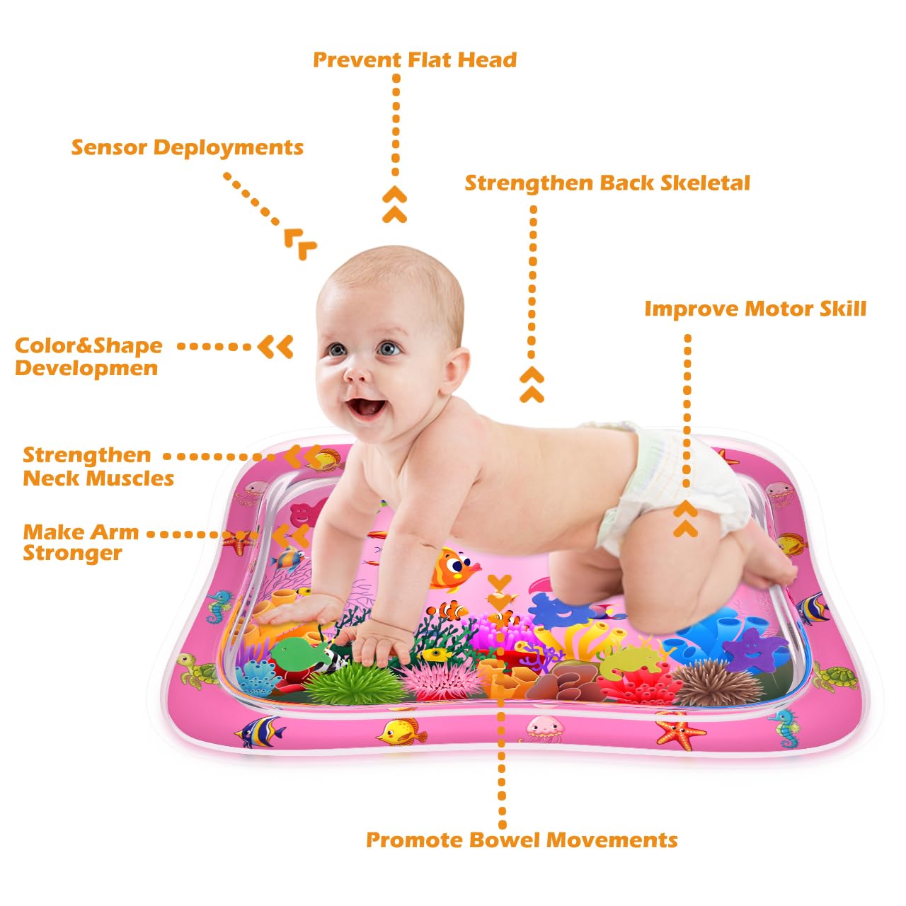 Zmlm Tummy Time Water Mat Baby Girls Gift, Baby Toys For 3-12 Months, Inflatable Infant Baby Tummy Time Toys Activity Play Mat S