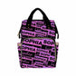 Artsadd Personalized Name Nappy Bag Large Capacity Baby Diaper Bags, Black Purple Signature Daypack Custom Name Backpack Casual