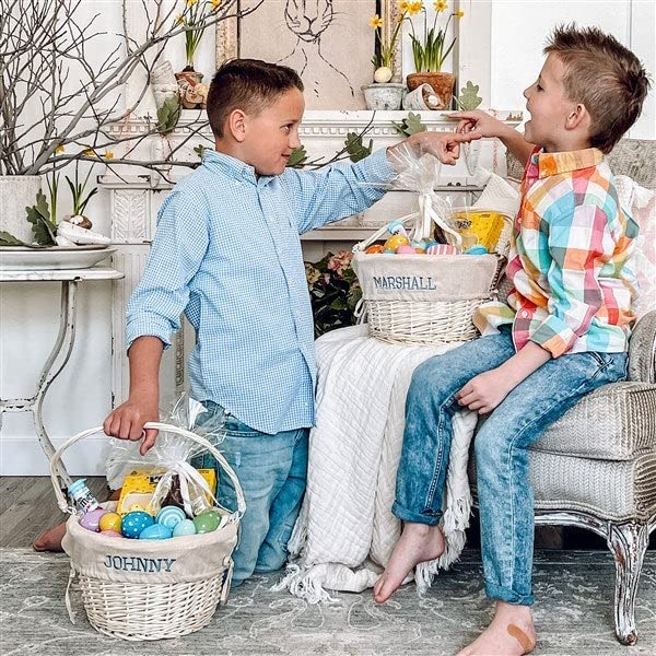 Personalization Universe Personalized Willow Easter Basket With Folding Handle- Light Pink