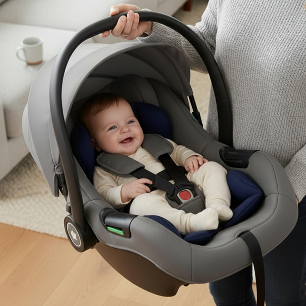 Staranddaisy 2In1 Carry Cot For Newborn Baby/Car Seat With Adjustable Handle, 3Point Safety Belt & Removable Canopy/Portable 