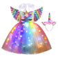 Led Unicorn Costume For Girls, Halloween Dress Up Lighted Sequin Princess Tutus Birthday Decorations Gifts Christmas Party Outfi