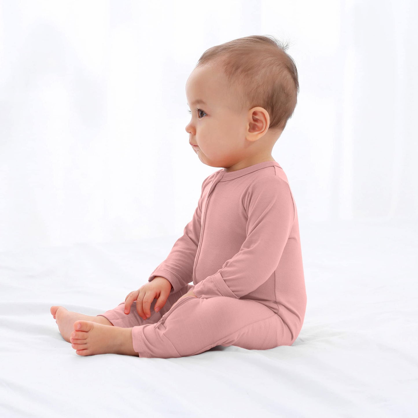 Guisby Baby Girls Romper, One Piece Long Sleeve 2 Way Zipper Sleepers Newborn Peach