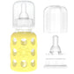 Lifefactory Glass Baby Bottles With Silicone Protection - 2-Pack, 4 Ounce Bottles, Cantaloupe & Banana
