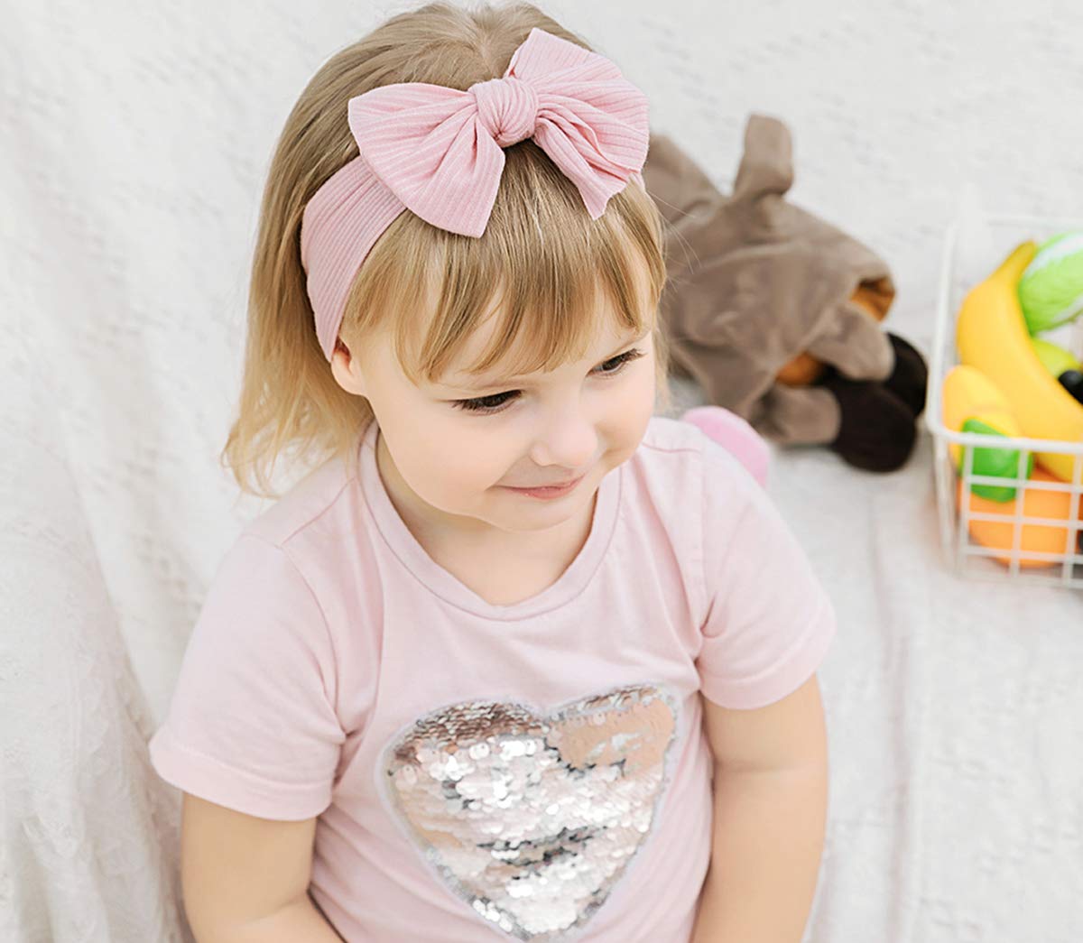 Mookiraer Baby Girls Headbands With Bows Handmade Hair Accessories Stretchy Hairbands For Newborn Infant Toddler Baby Essentials