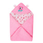 NAMAN Fleece Newborn Printed Hooded Baby Blanket for BabiesPink