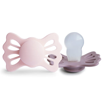 FRIGG Lucky Symmetrical SilkySoft Silicone Baby Pacifier | Made in Denmark | BPA-Free (White Lilac/Twilight Mauve, 6-18 Months)