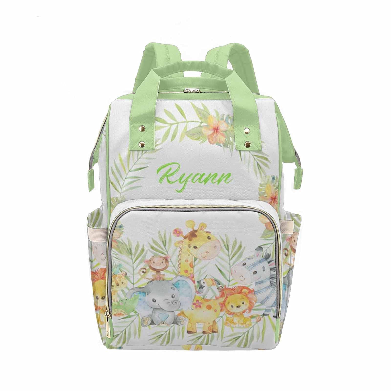 Personalized Forest Animals Giraffe Elephant Lion Monkey Monogram Diaper Bag with Name Nappy Bags Daypack Mummy Backpack Persona