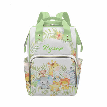 Personalized Forest Animals Giraffe Elephant Lion Monkey Monogram Diaper Bag with Name Nappy Bags Daypack Mummy Backpack Persona