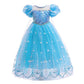 Rexreii Girls Frozen Elsa Princess Dress Halloween Costume Christmas Birthday Evening Party Ball Gown W/Accessories Blue 10-11T