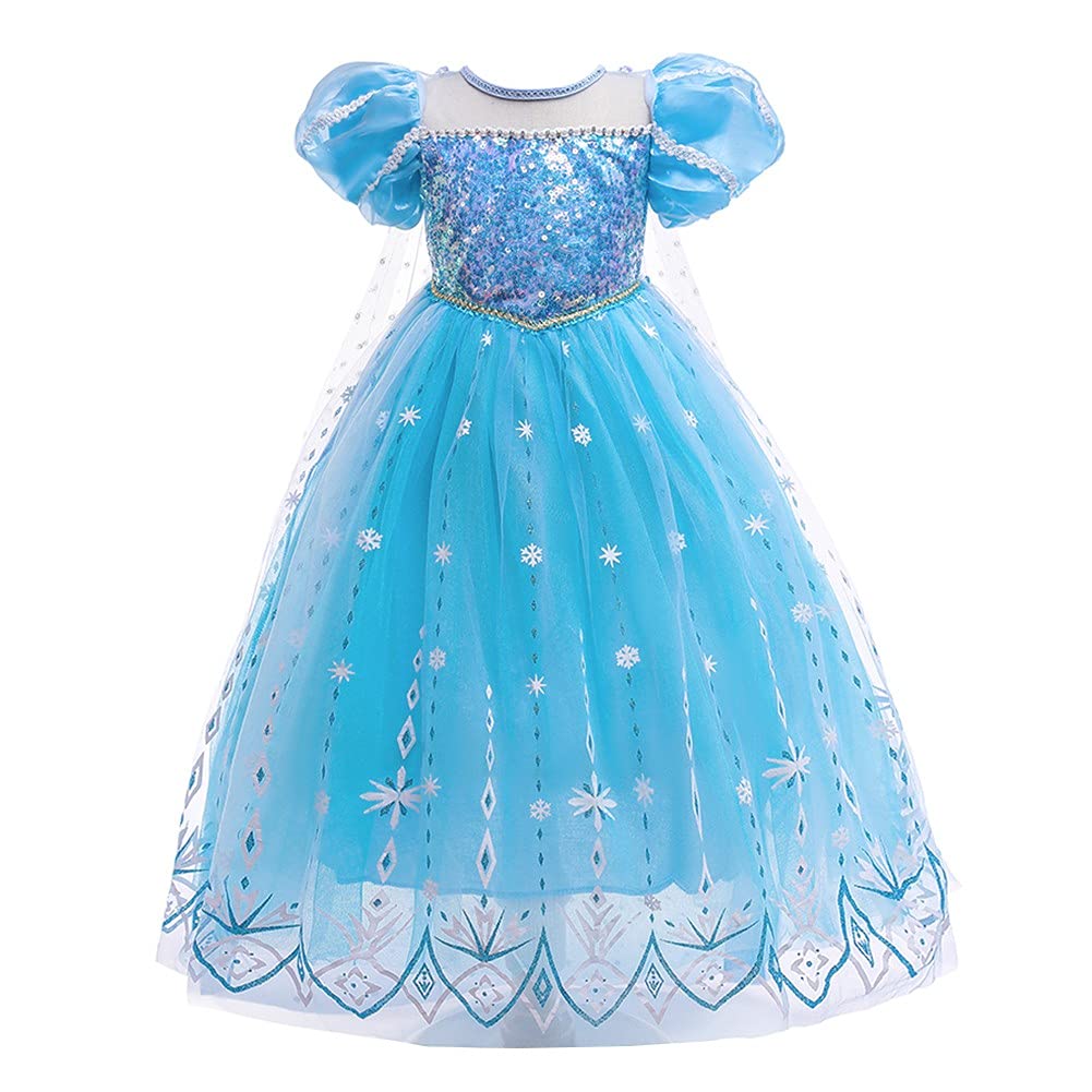 Rexreii Girls Frozen Elsa Princess Dress Halloween Costume Christmas Birthday Evening Party Ball Gown W/Accessories Blue 10-11T