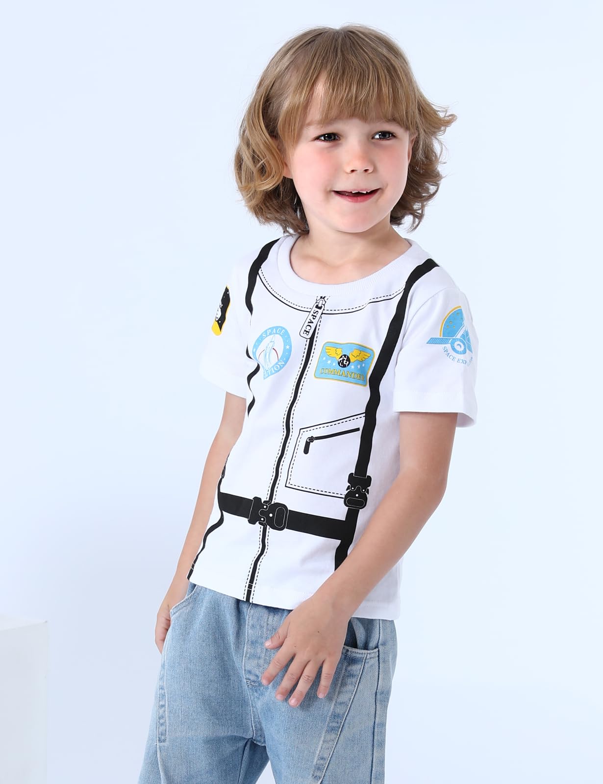 Cosland Toddler Astronaut Shirt Little Boys Halloween Costume, White, 3T