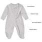 Aablexema Baby Footie Pajamas With Mitten Cuffs, Double Zipper Infant Cotton Clothes Sleeper Pjs, Footed Sleep Play (3-6M, Ivory