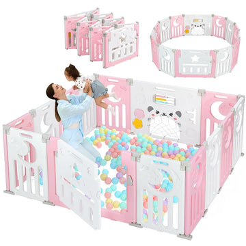 Baby Playpen, Dripex Baby Playard for Babies and Toddlers, 14-Panel Foldable Playpen Adjustable Portable Play Area, Indoor/Outdo