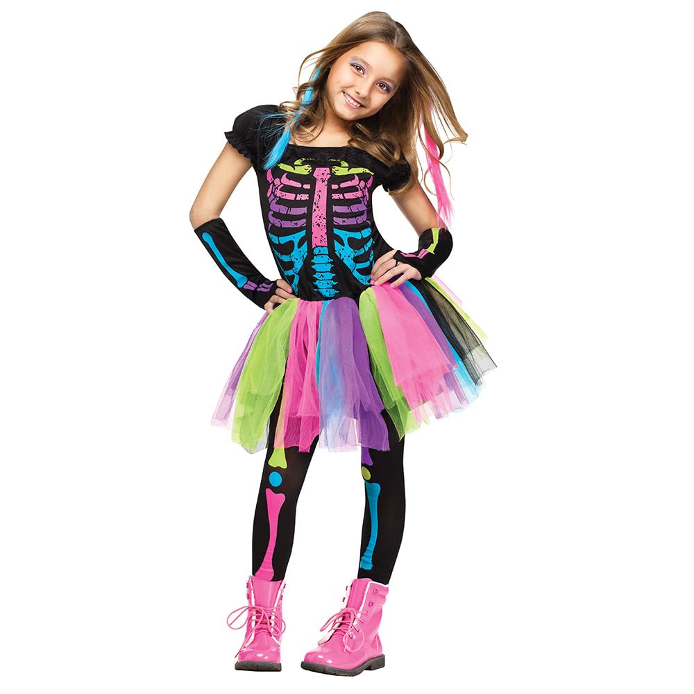 Fun World Funky Punky Bones Costume, Large 12-14, Multicolor