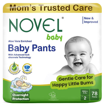 Novel Baby Diaper Pants | S Size (Small), With Aloe Vera Lotion For Rash Protection | Pack Of 78 Count | CottonSoft & Breathabl