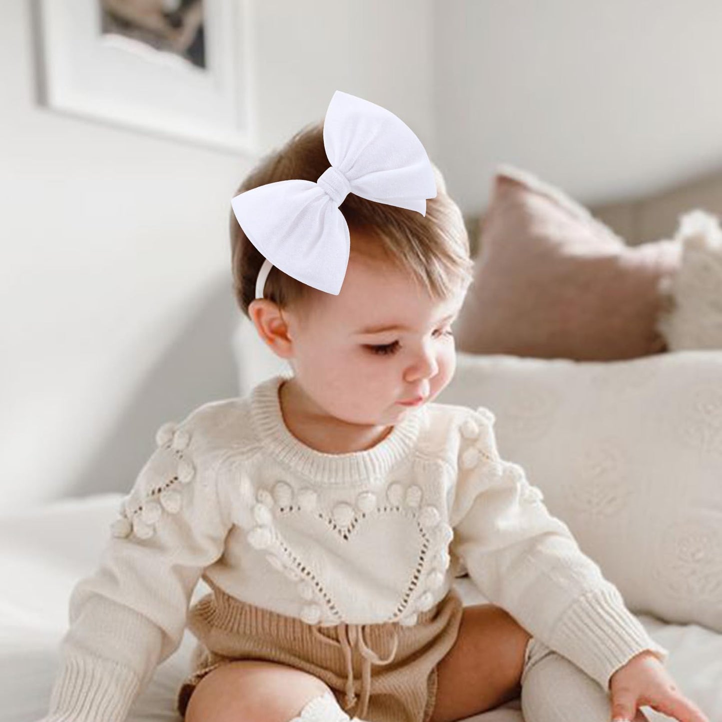 Yanjie Newborn Velvet Nylon Soft Elastics Bows Hairbands And Hair Accessories For Infants, Toddlers, Child (Black White Pink)