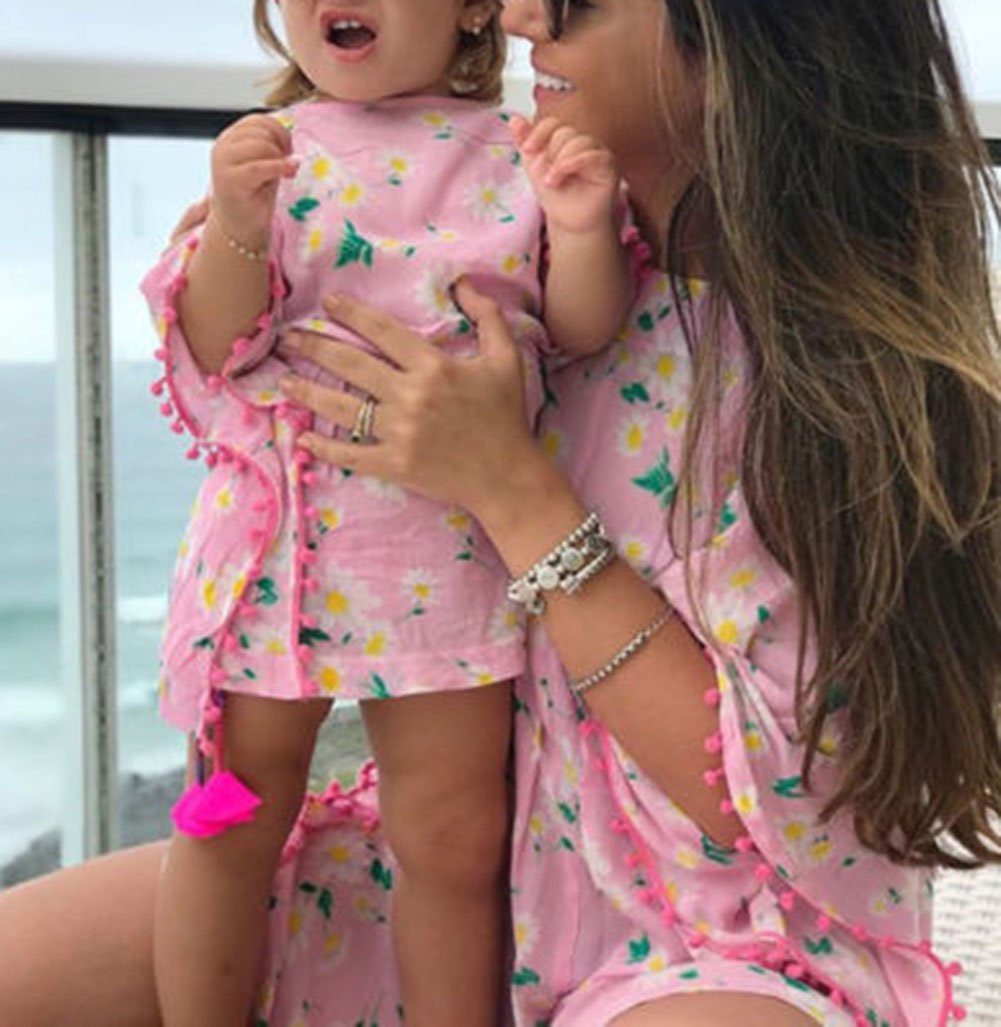 Douhoow Toddler Baby Girls Swim Cover-Up Beach Sundress Summer Poncho Rash Guards (Pink, 2-3T)